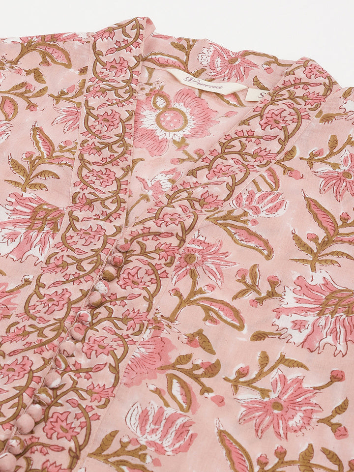 Pink-Cotton-Hand-Block-Floral-Printed-3-Piece-Kurta-Set