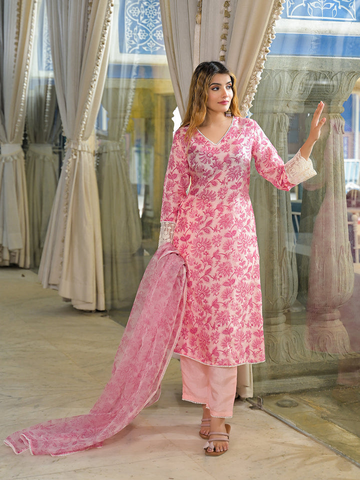 Pink-Silk-Blend-Tussar-Silk-Straight-3-Piece-Kurta-Set