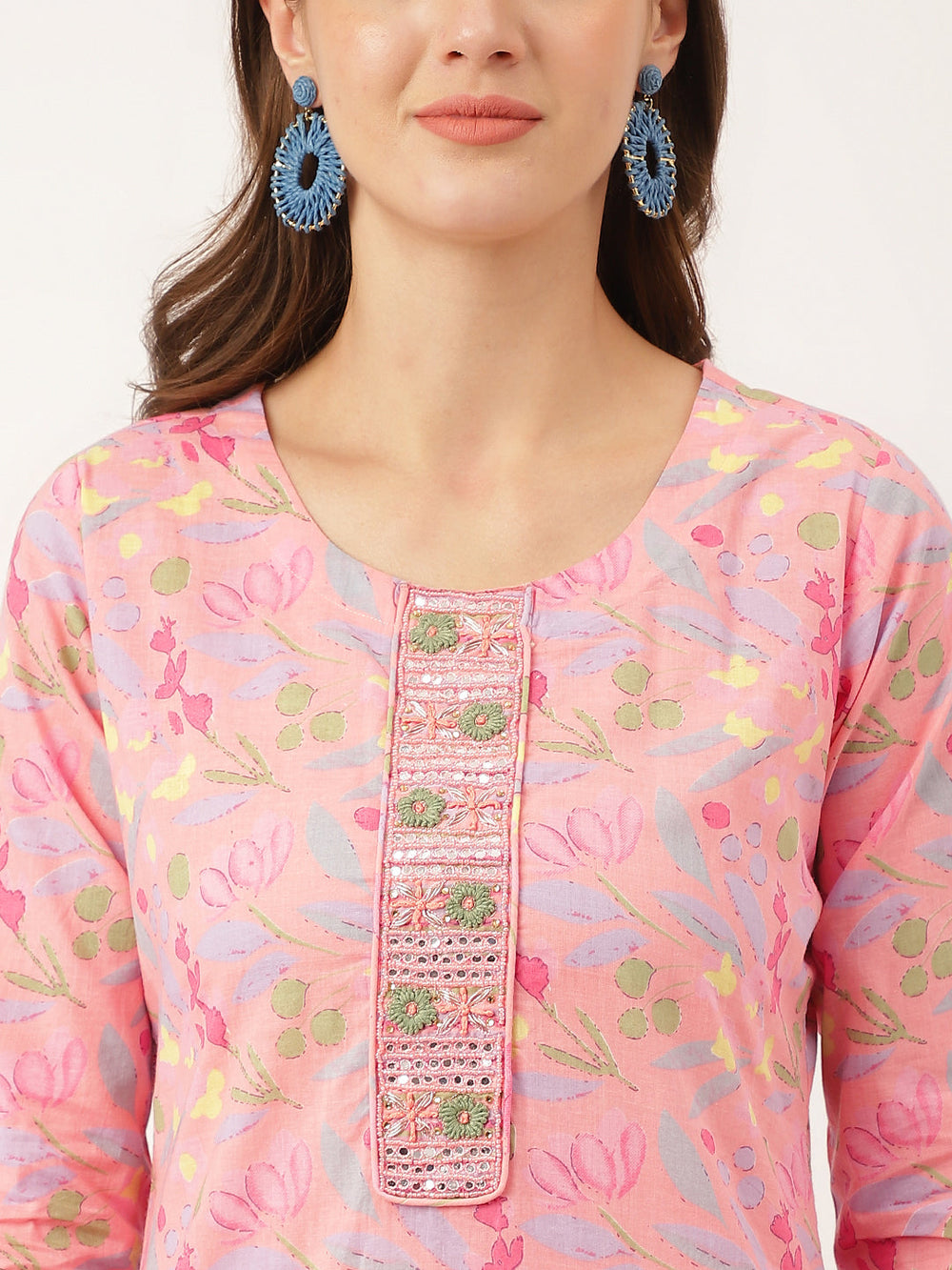 Pink-Cotton-Floral-Print-3-Piece-Kurta-Set