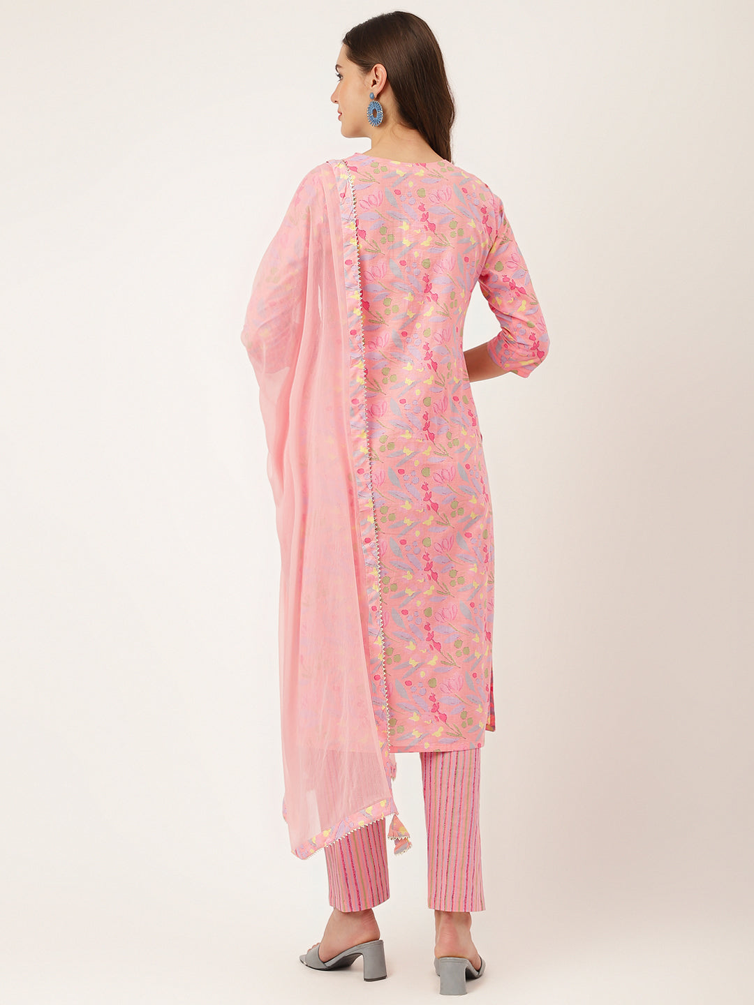 Pink-Cotton-Floral-Print-3-Piece-Kurta-Set