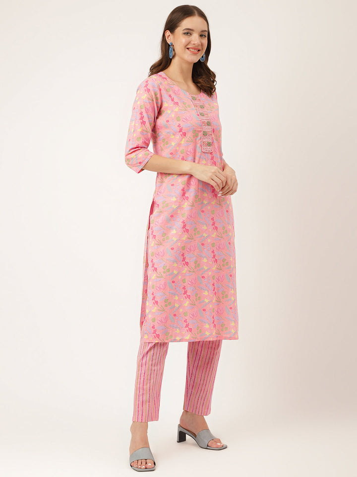 Pink-Cotton-Floral-Print-3-Piece-Kurta-Set