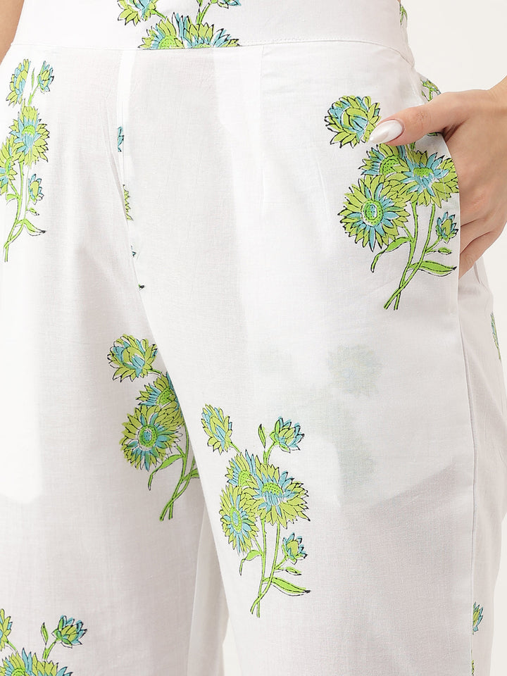 Green-Cotton-Handblock-Floral-Printed-3-Piece-Kurta-Set