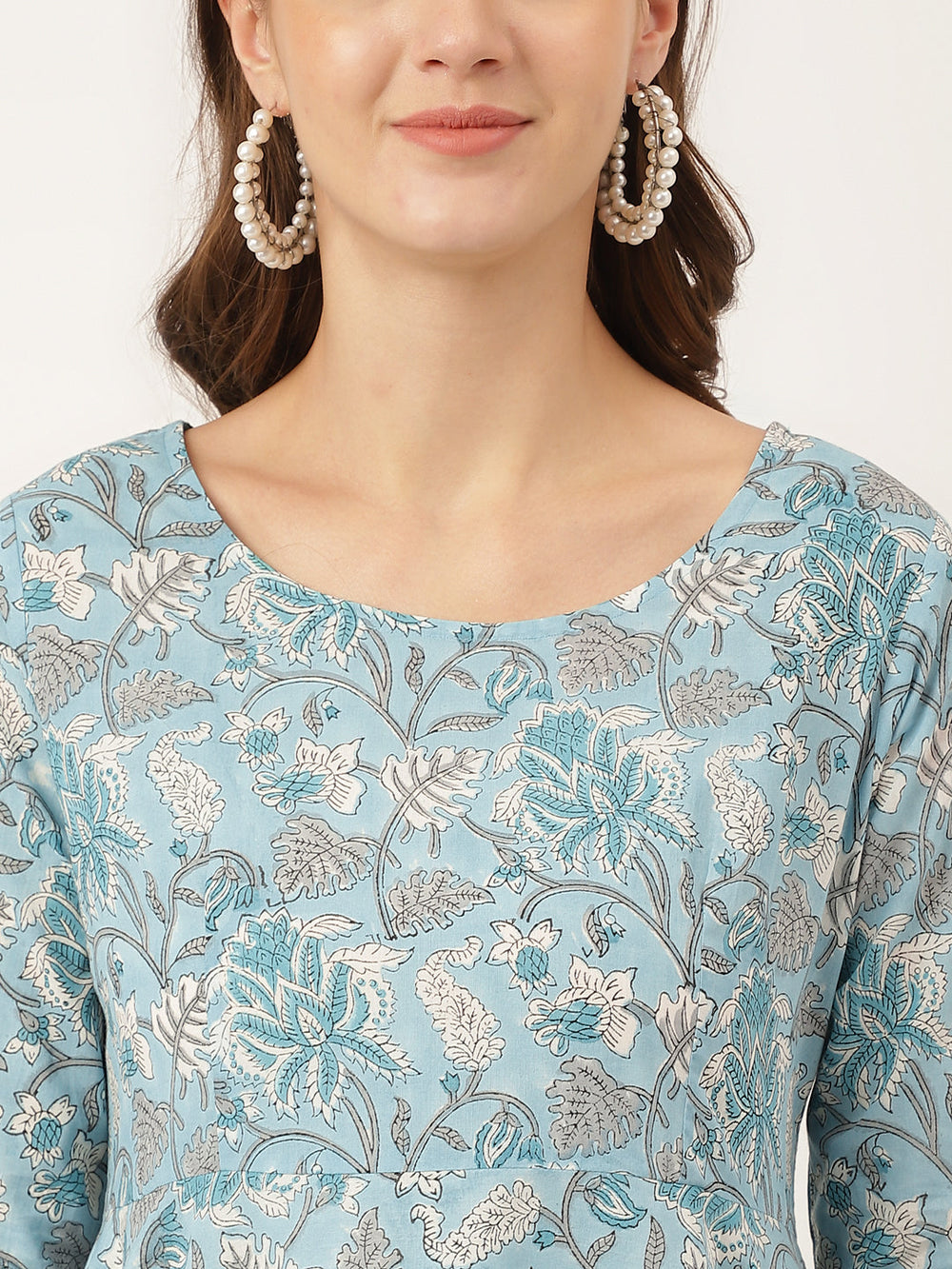 Sky-Blue-Cotton-Hand-Block-Print-3-Piece-Kurta-Set
