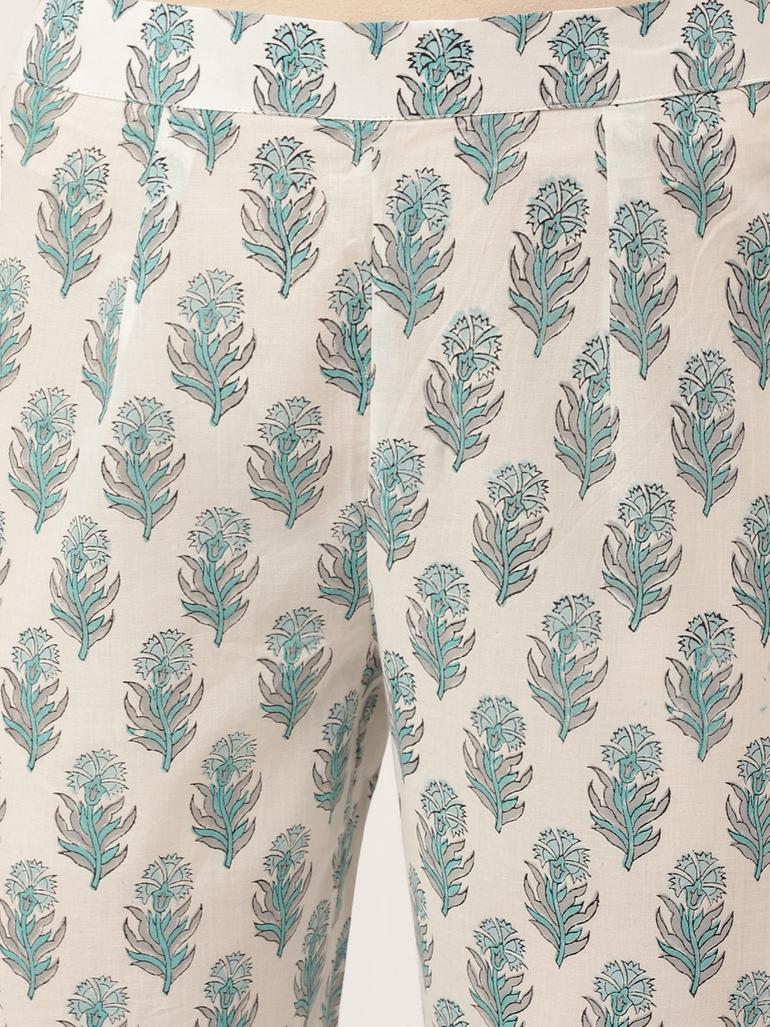 Sky-Blue-Cotton-Hand-Block-Print-3-Piece-Kurta-Set