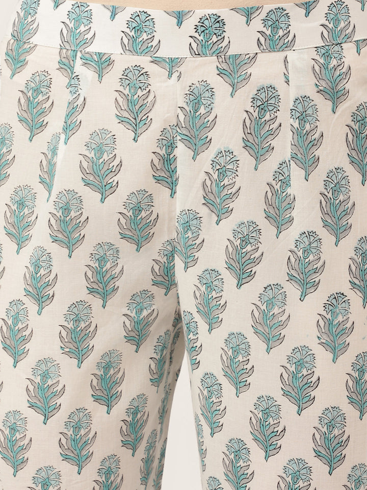 Sky-Blue-Cotton-Hand-Block-Print-3-Piece-Kurta-Set