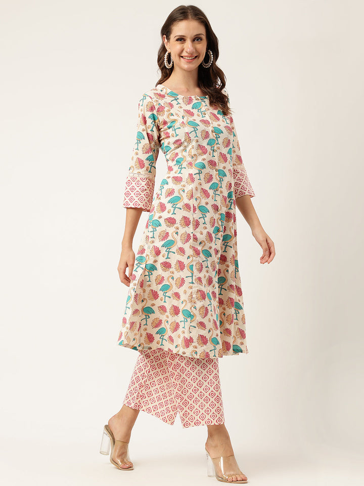 Cream-Cotton-2-Piece-Kurta-Set