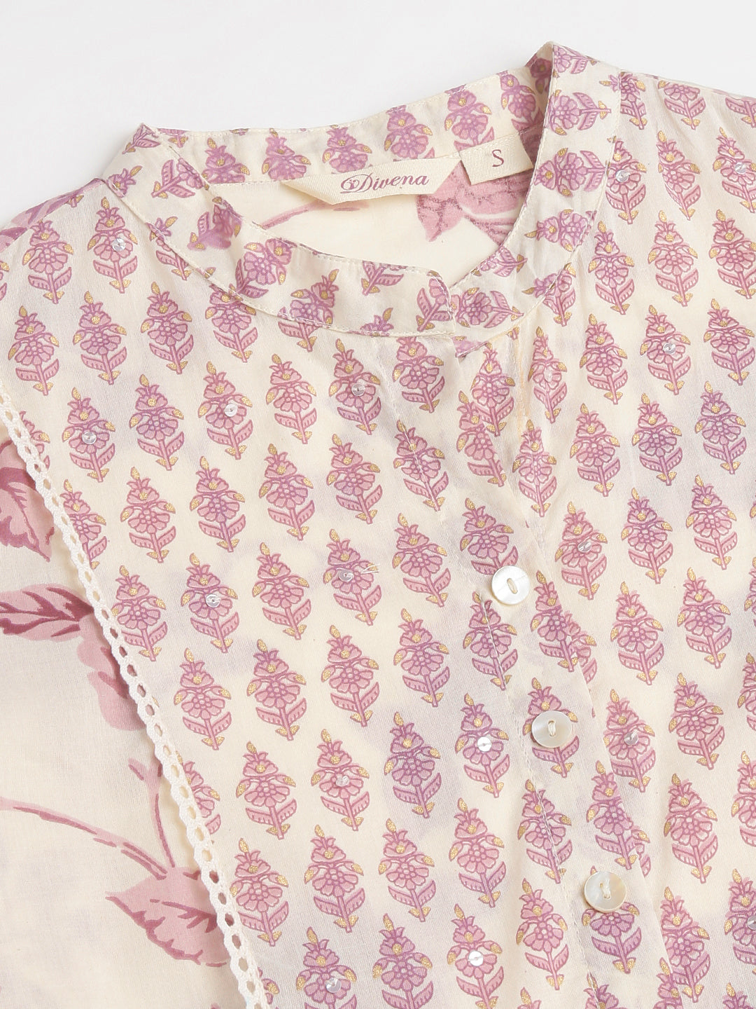White-Cotton-Floral-Print-Flared-2-Piece-Kurta-Set