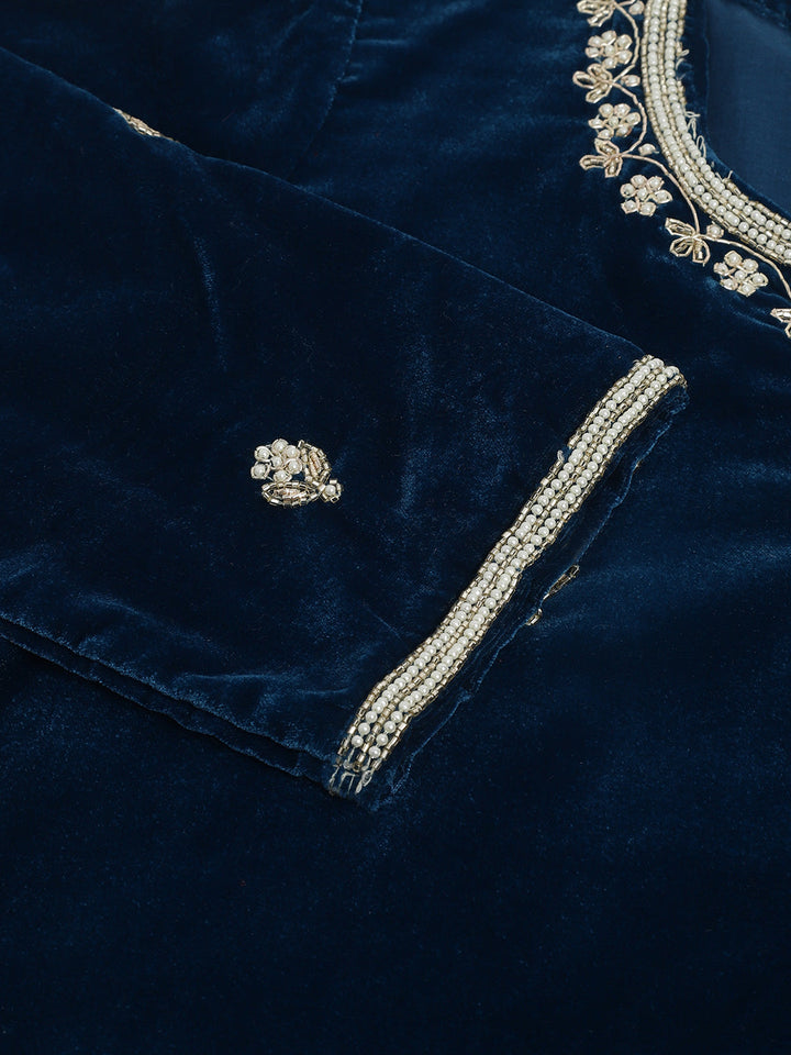 Rayol-Blue-Velvet-Hand-Embroidered-Straight-3-Piece-Kurta-Set