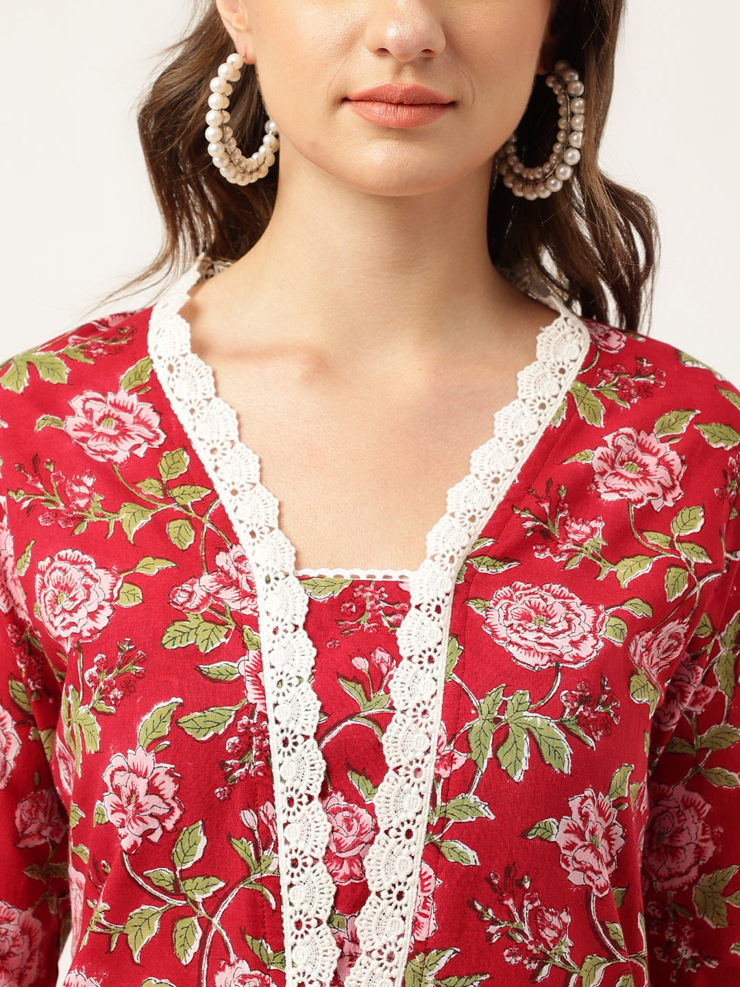 Maroon-Cotton-Handblock-Floral-Printed-3-Piece-Kurta-Set