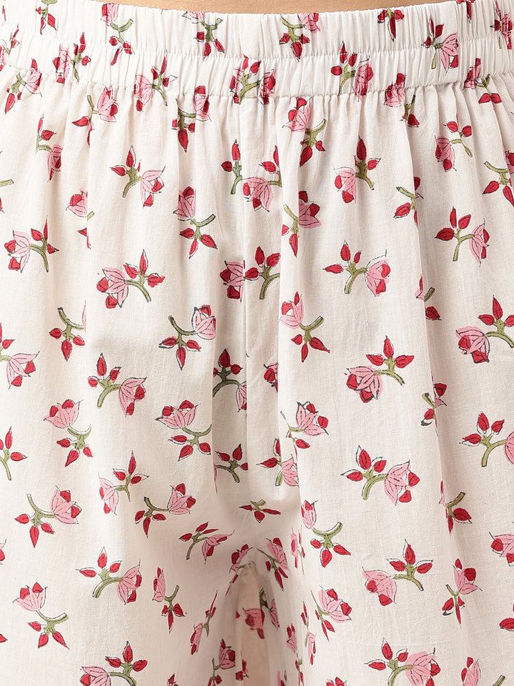 Maroon-Cotton-Handblock-Floral-Printed-3-Piece-Kurta-Set