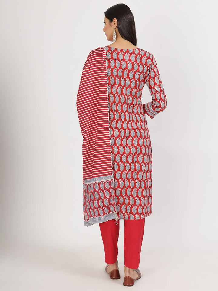 Maroon-Cotton-Paisley-Print-3-Piece-Kurta-Set