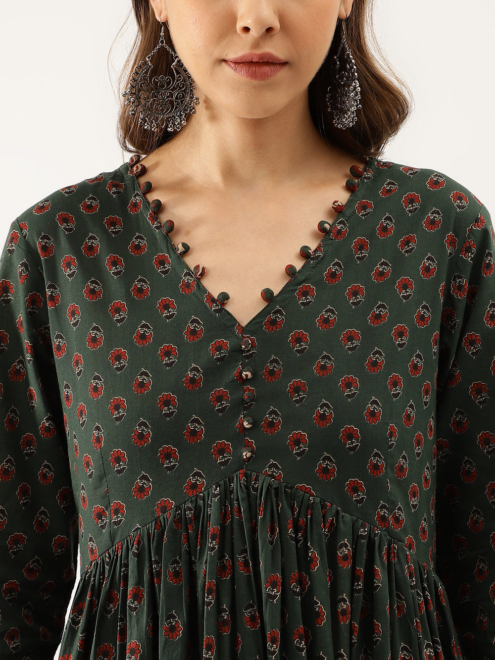 Green-Cotton-Floral-Print-3-Piece-Kurta-Set
