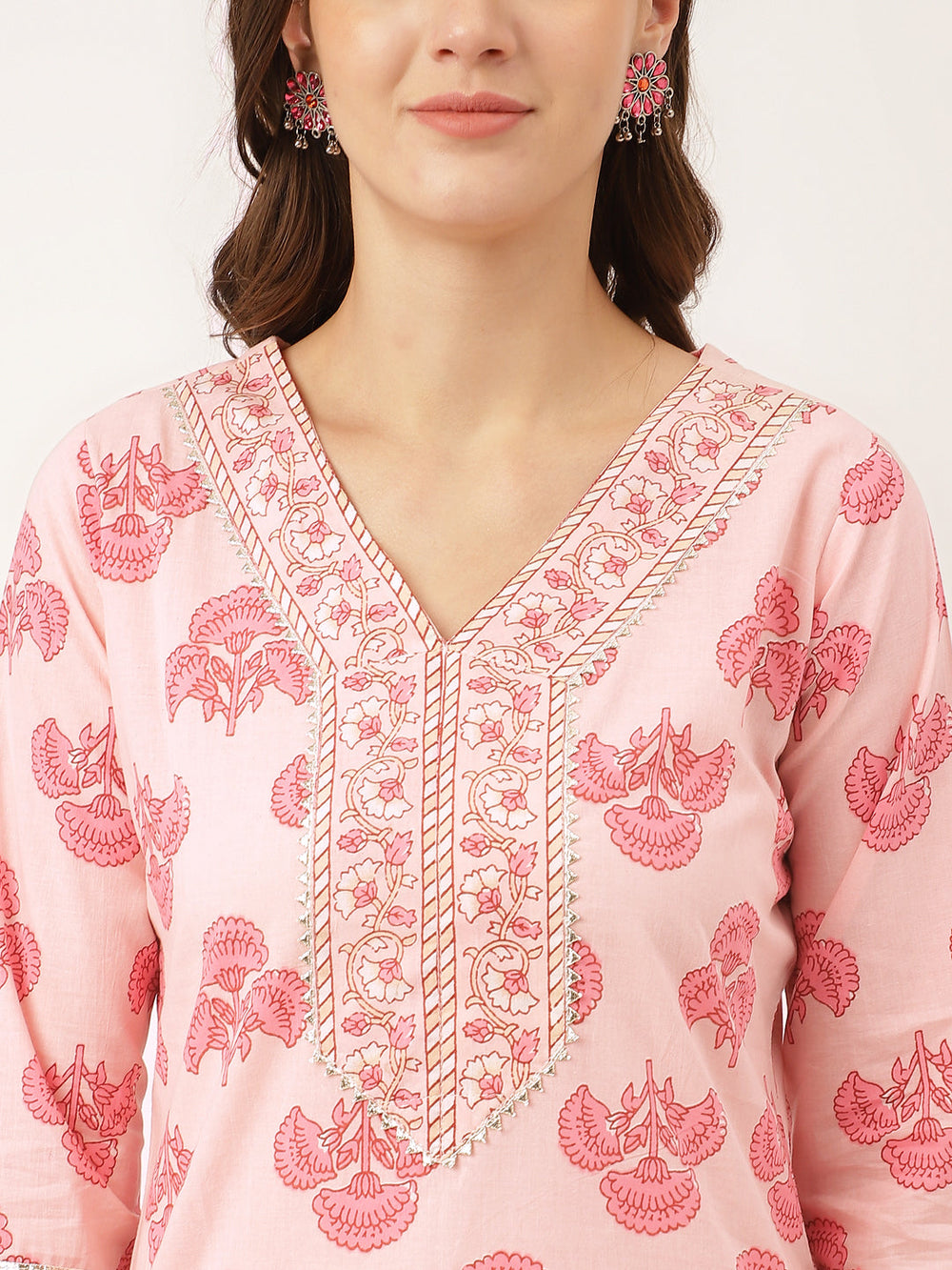 Pink-Cotton-Floral-Print-3-Piece-Kurta-Set