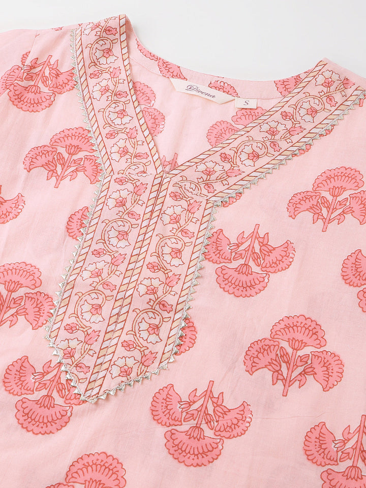 Pink-Cotton-Floral-Print-3-Piece-Kurta-Set