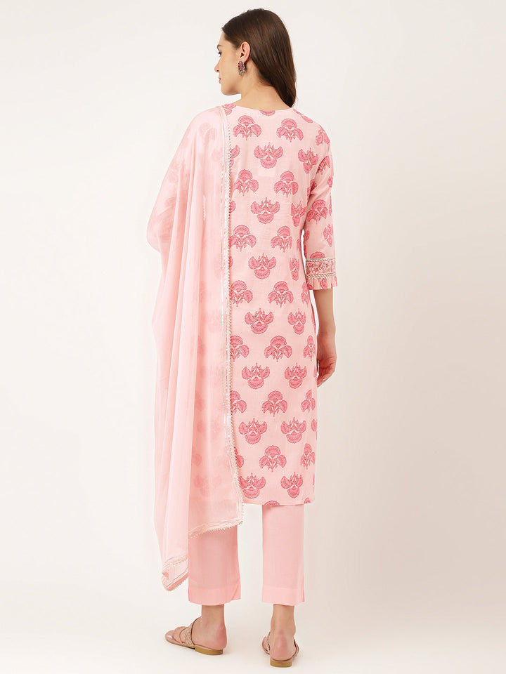 Pink-Cotton-Floral-Print-3-Piece-Kurta-Set