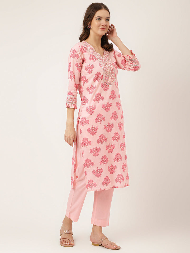 Pink-Cotton-Floral-Print-3-Piece-Kurta-Set