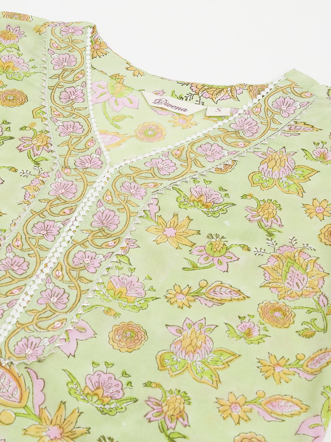 Green-Cotton-Floral-Printed-Straight-3-Piece-Kurta-Set