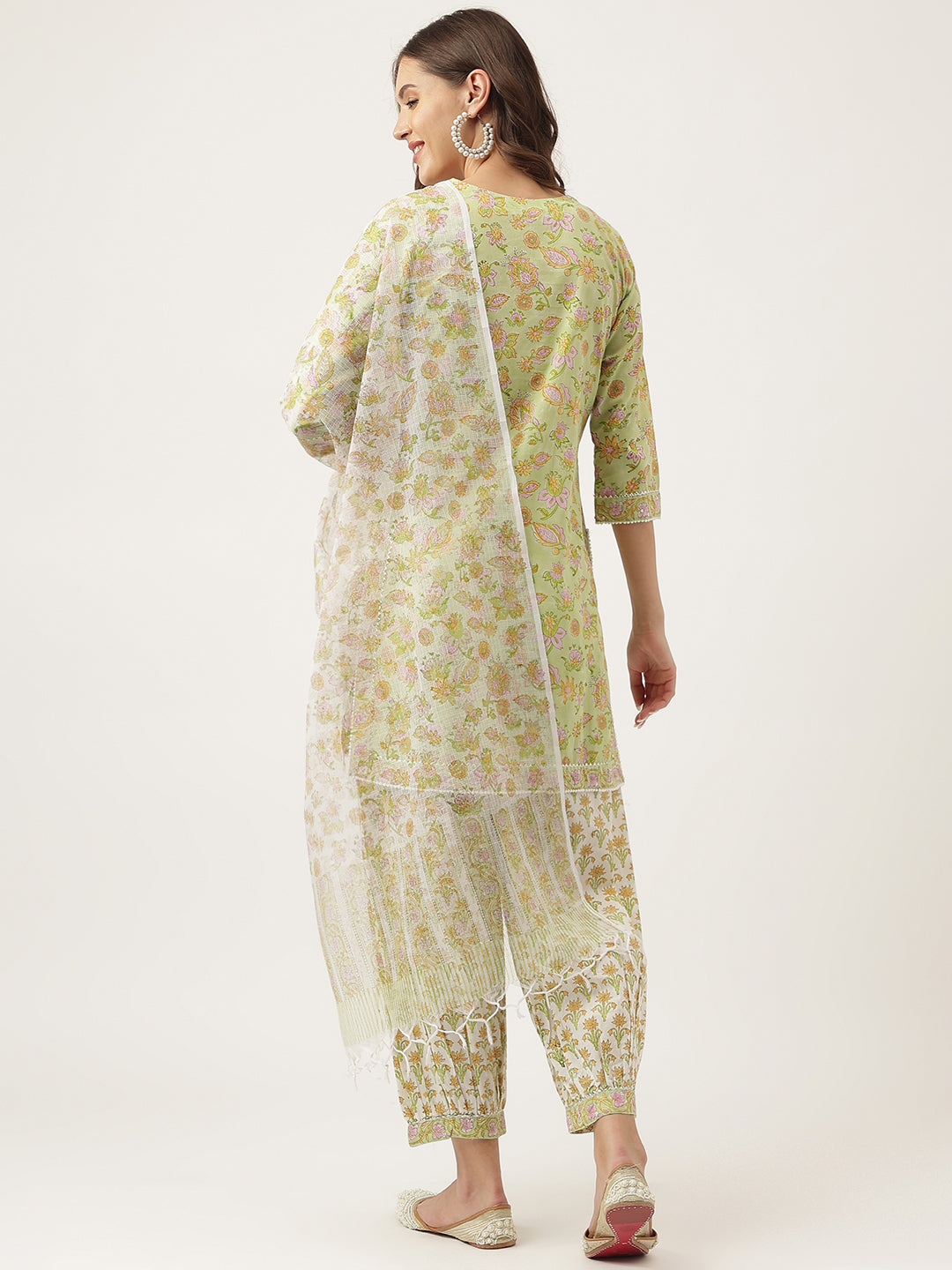 Green-Cotton-Floral-Printed-Straight-3-Piece-Kurta-Set