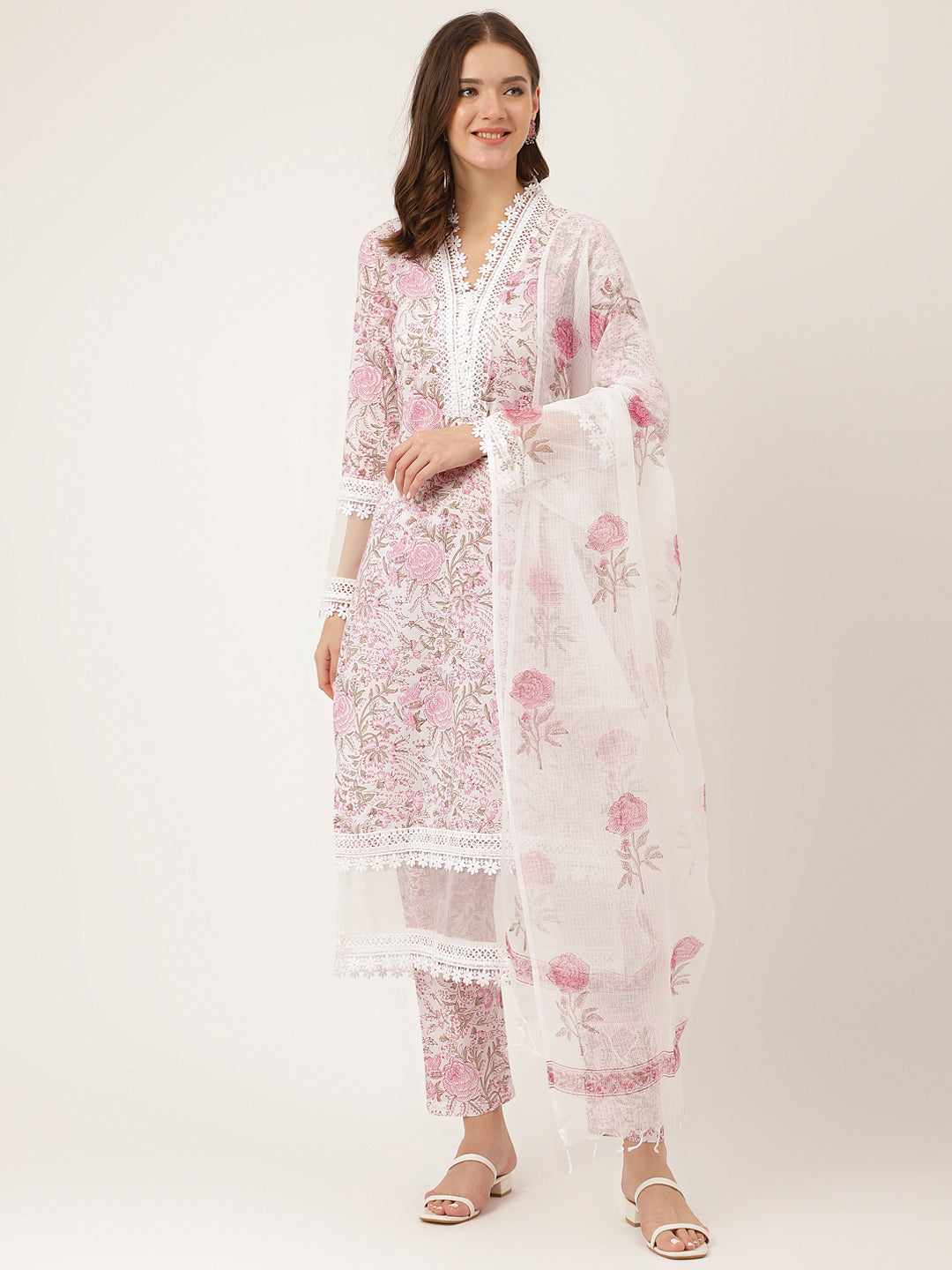 White-Cotton-Hand-Block-Print-3-Piece-Kurta-Set