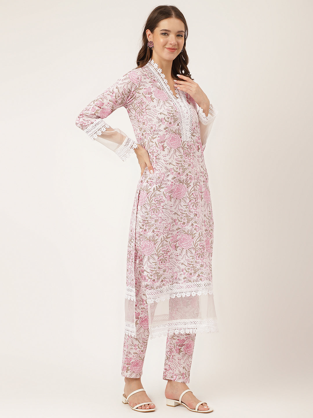 White-Cotton-Hand-Block-Print-3-Piece-Kurta-Set