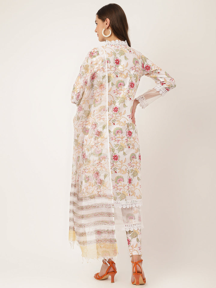 White-Cotton-Hand-Block-Print-3-Piece-Kurta-Set