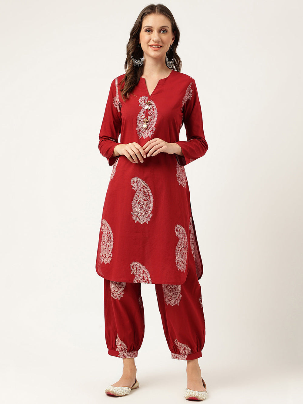 Maroon-Pure-Cotton-Paisley-Print-Co-Ord-Set