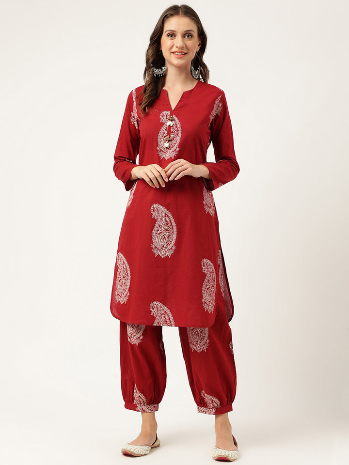 Maroon-Pure-Cotton-Paisley-Print-Co-Ord-Set