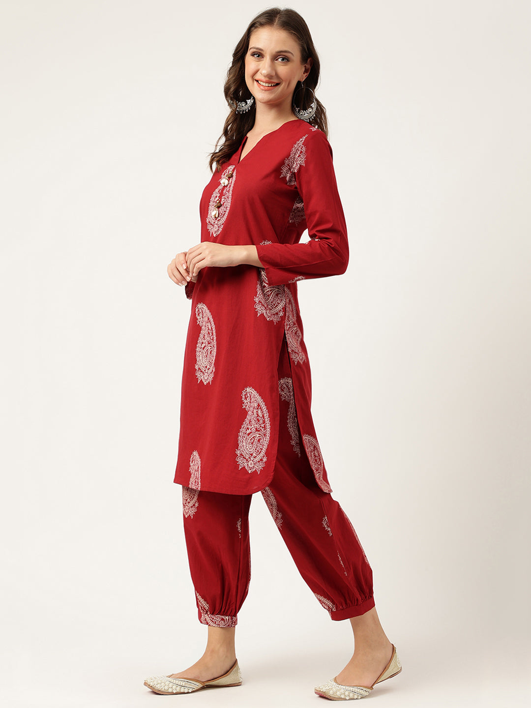 Maroon-Pure-Cotton-Paisley-Print-Co-Ord-Set