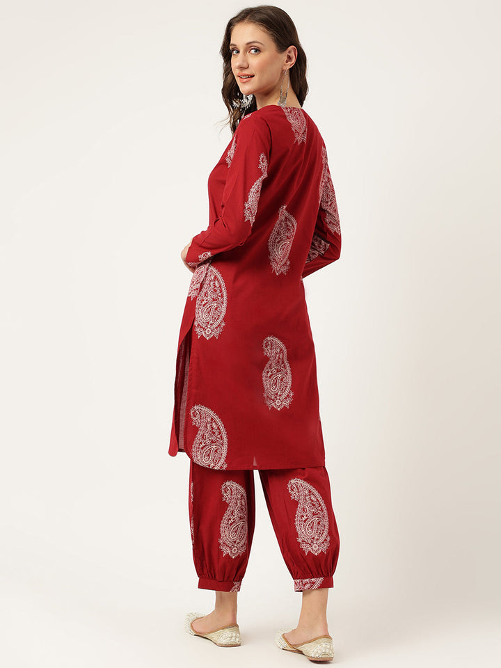 Maroon-Pure-Cotton-Paisley-Print-Co-Ord-Set