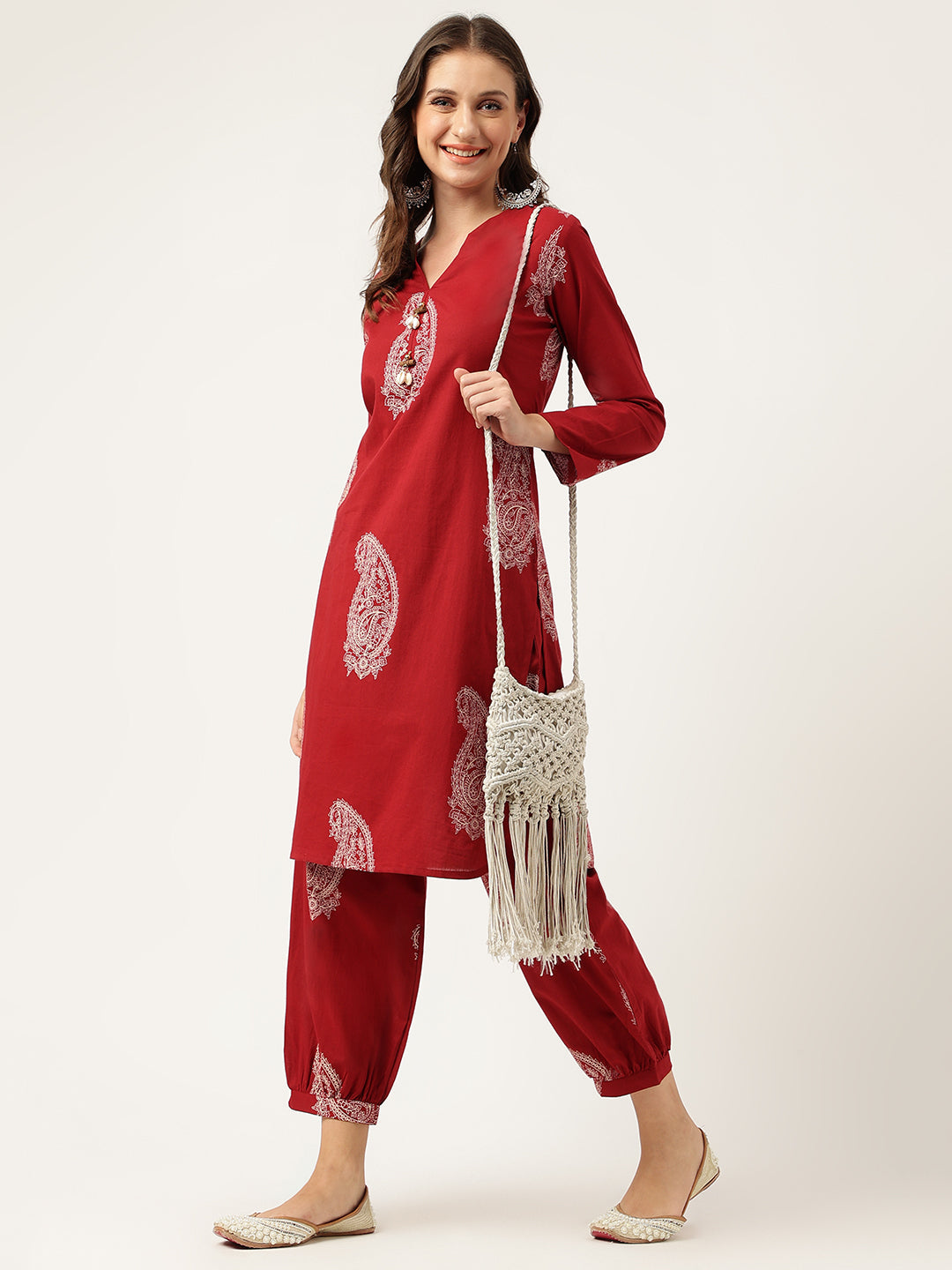Maroon-Pure-Cotton-Paisley-Print-Co-Ord-Set