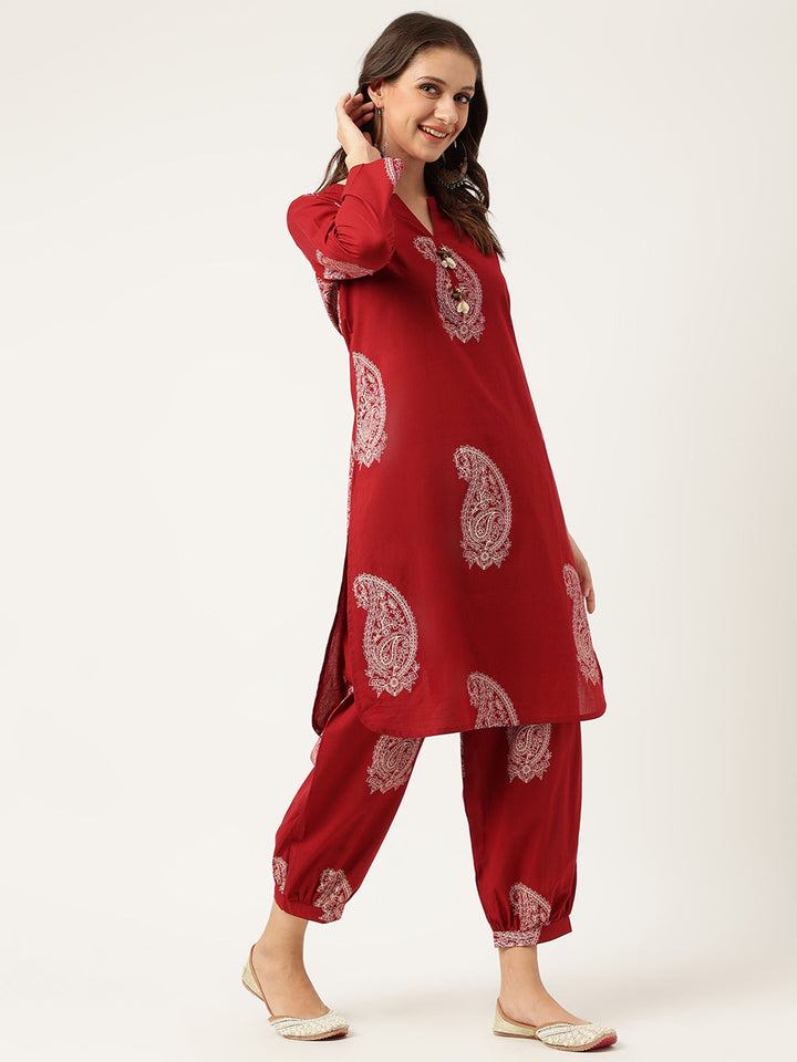 Maroon-Pure-Cotton-Paisley-Print-Co-Ord-Set