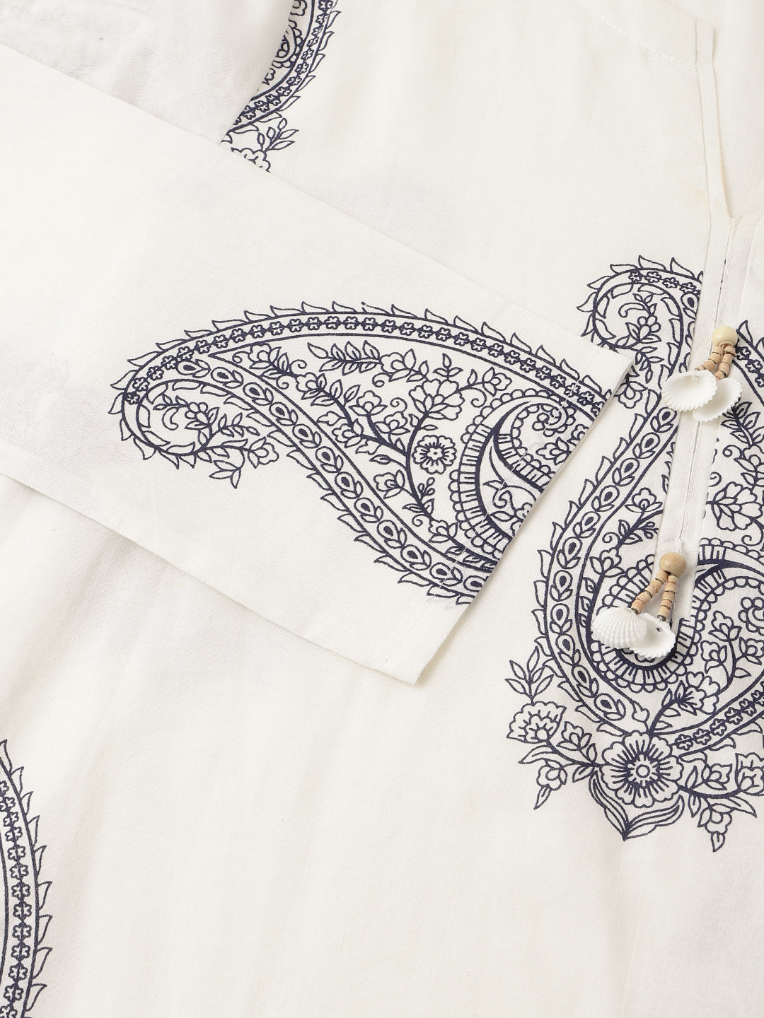 White-Cotton-Paisley-Print-2-Piece-Kurta-Set