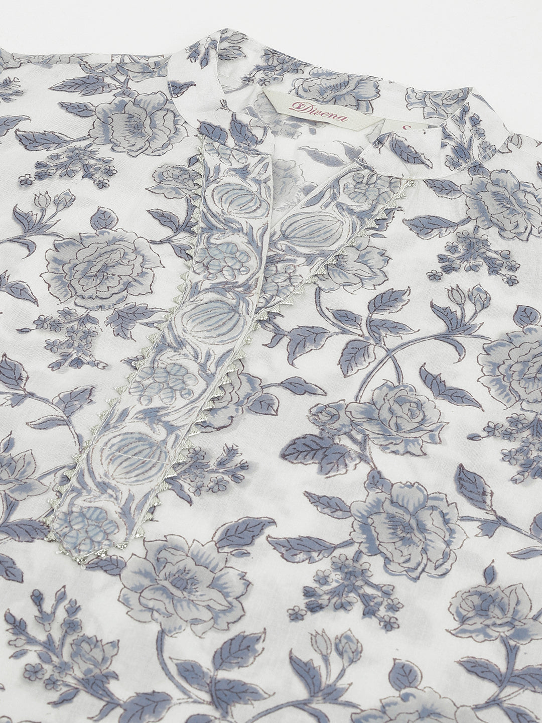 Sky-Blue-Cotton-Handblock-Floral-Printed-3-Piece-Kurta-Set