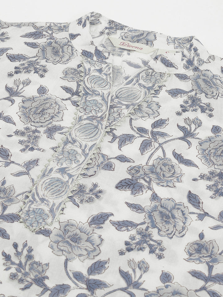 Sky-Blue-Cotton-Handblock-Floral-Printed-3-Piece-Kurta-Set