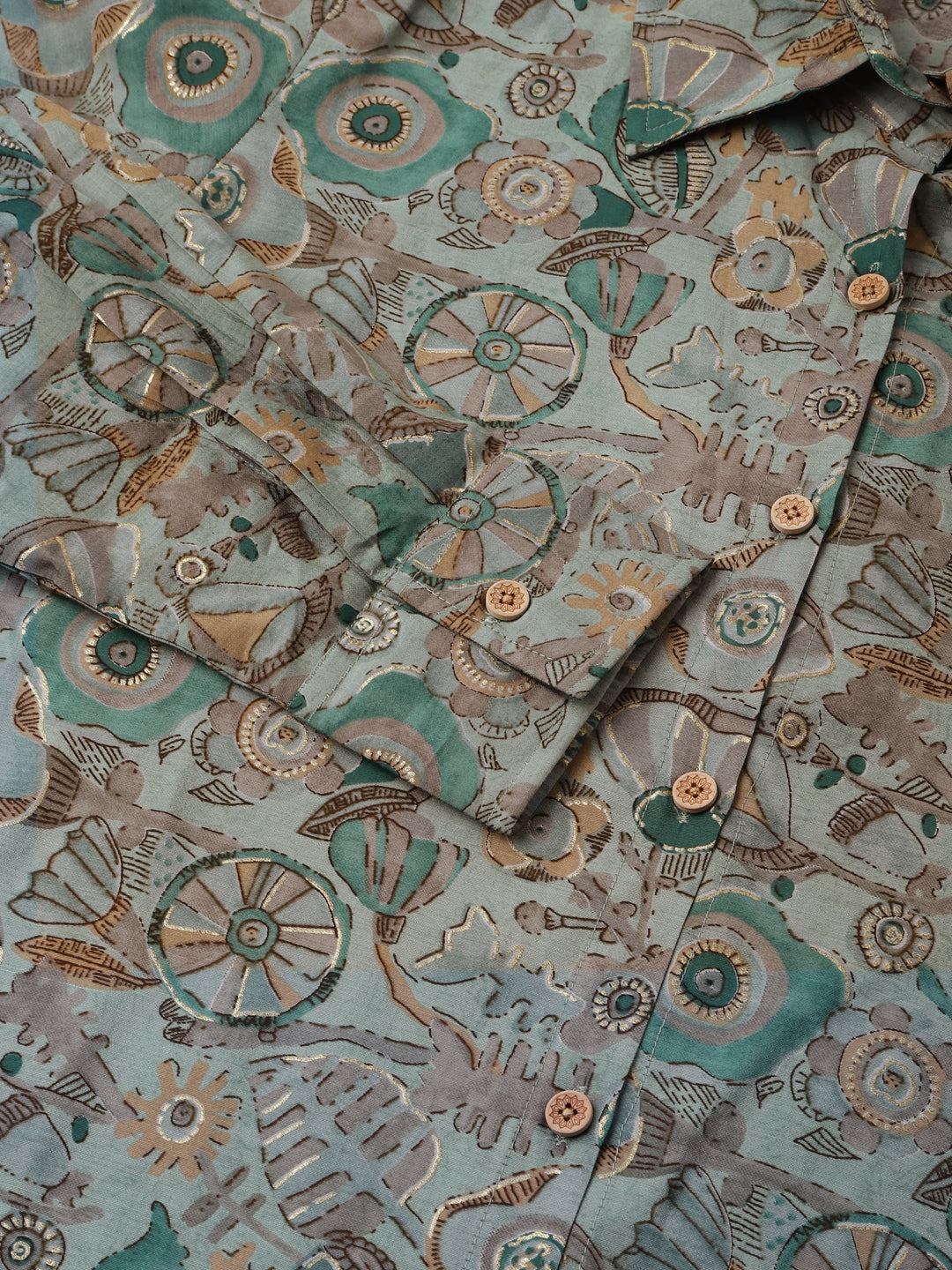 Blue-&-Green-Chanderi-Foil-Printed-2-Piece-Kurta-Set