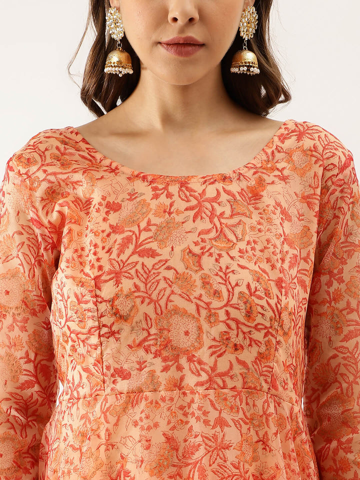 Orange-Organza-Floral-Print-3-Piece-Anarkali-Set