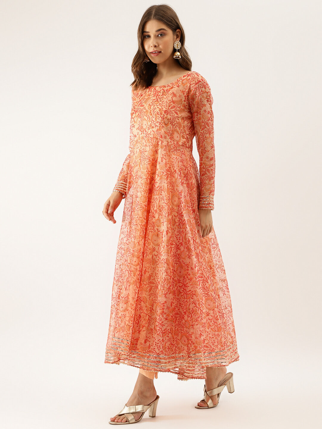Orange-Organza-Floral-Print-3-Piece-Anarkali-Set