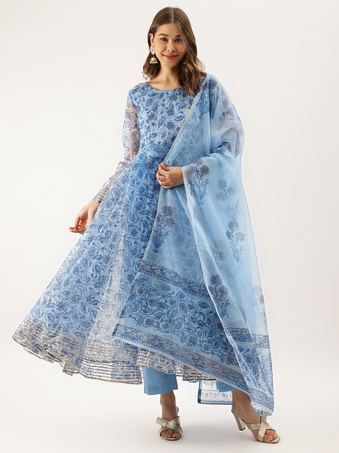 Sky-Blue-Organza-Floral-Printed-3-Piece-Anarkali-Set