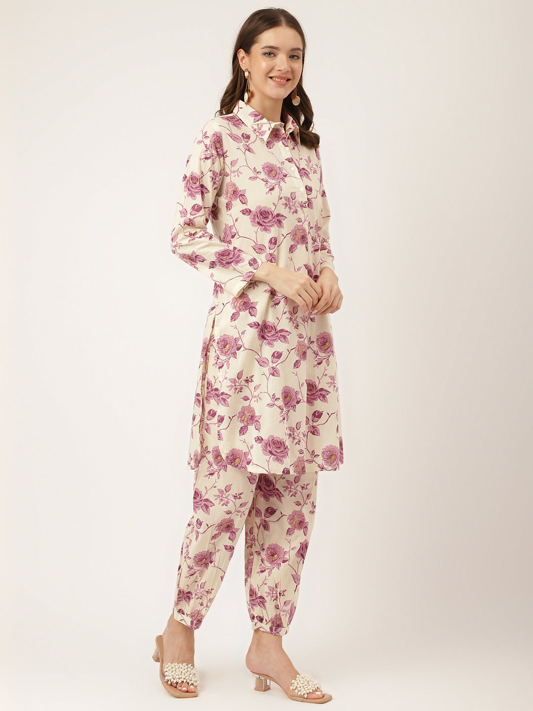 Purple-Cotton-Floral-Print-2-Piece-Kurta-Set
