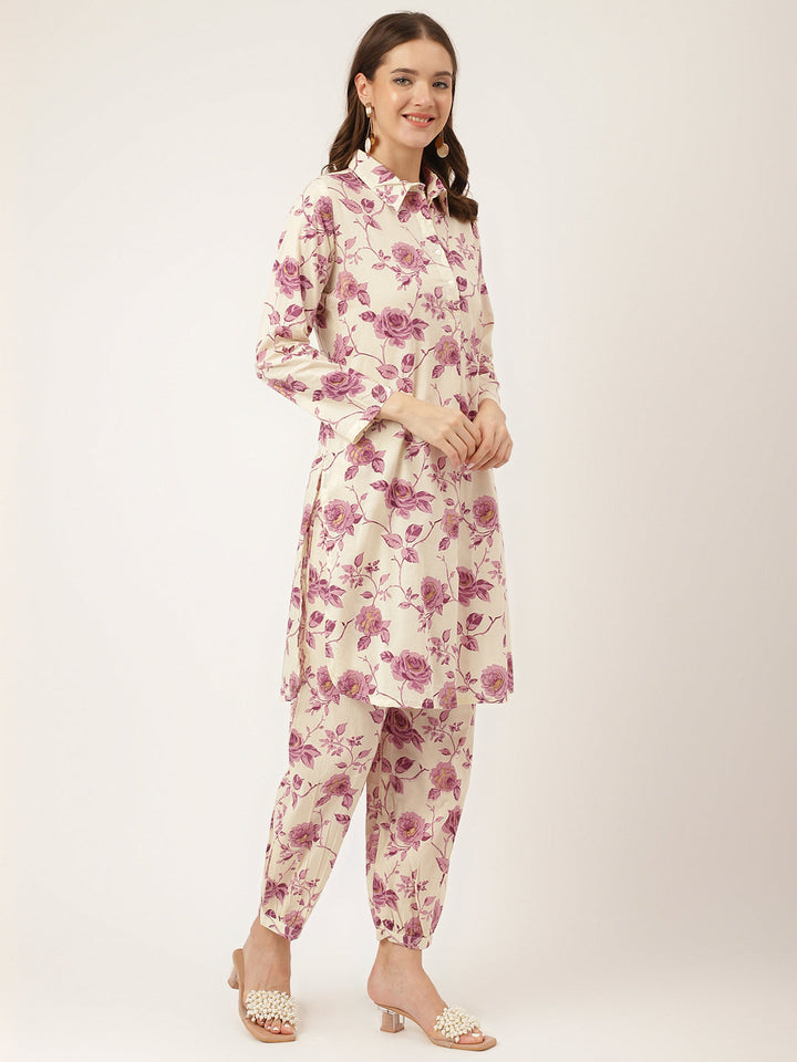 Purple-Cotton-Floral-Print-2-Piece-Kurta-Set