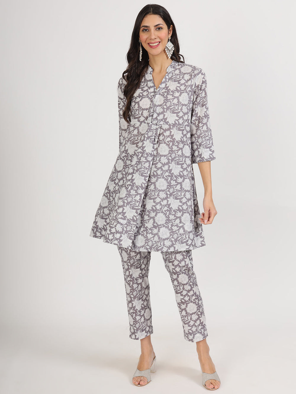 Grey-Cotton-Floral-Printed-Co-Ord-Set
