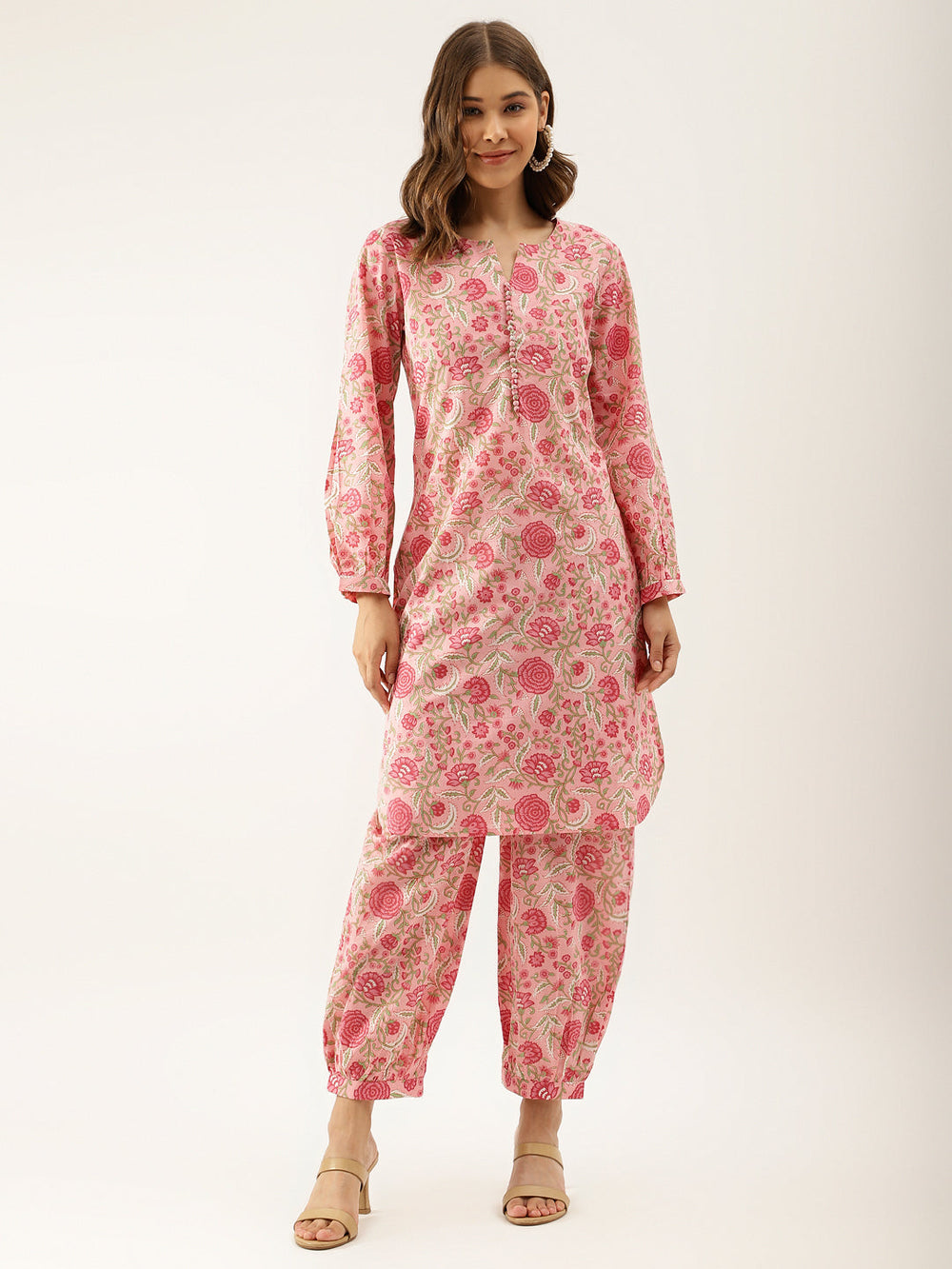 Pink-Cotton-Floral-Print-Co-Ord-Set