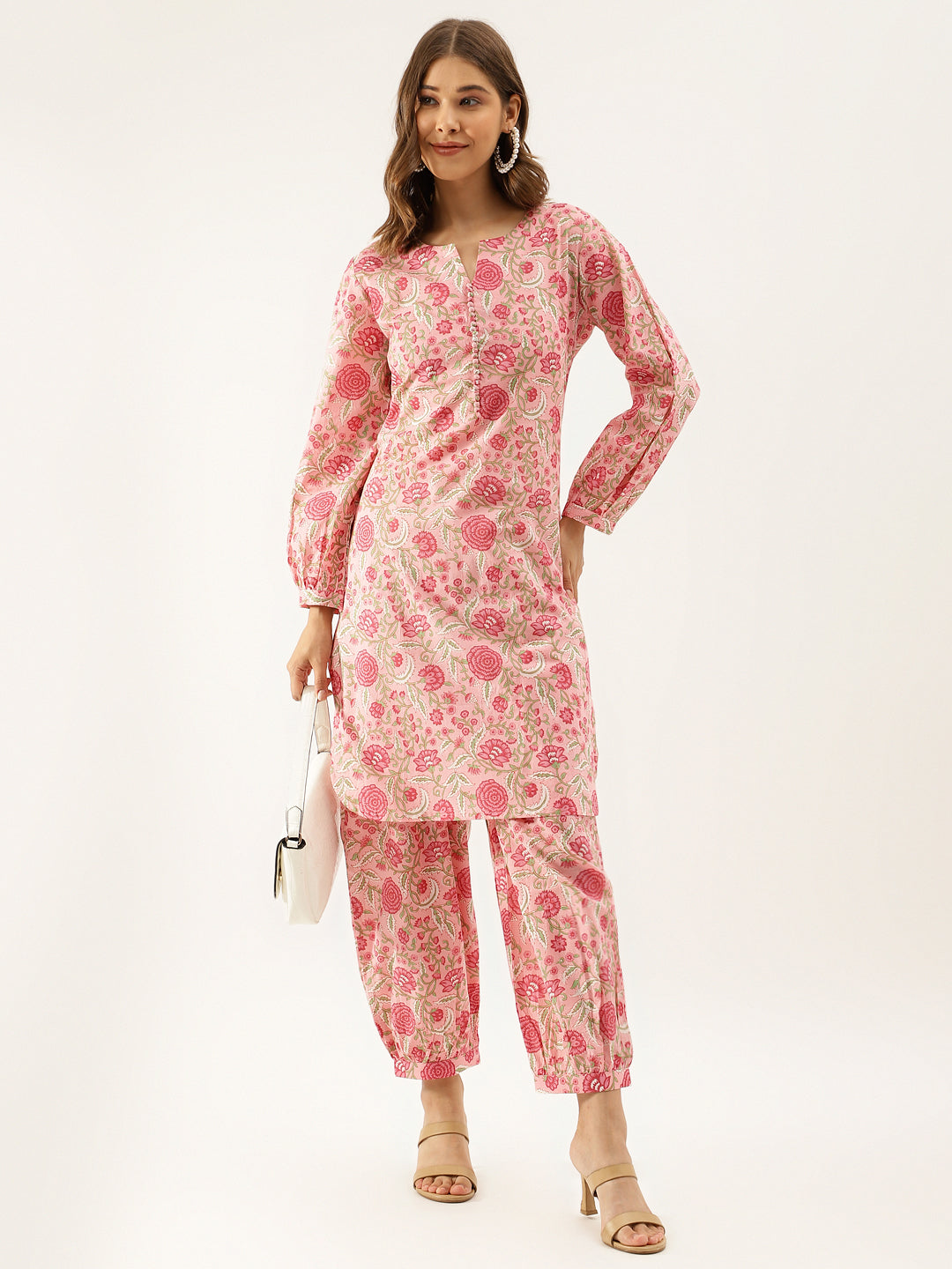 Pink-Cotton-Floral-Print-Co-Ord-Set