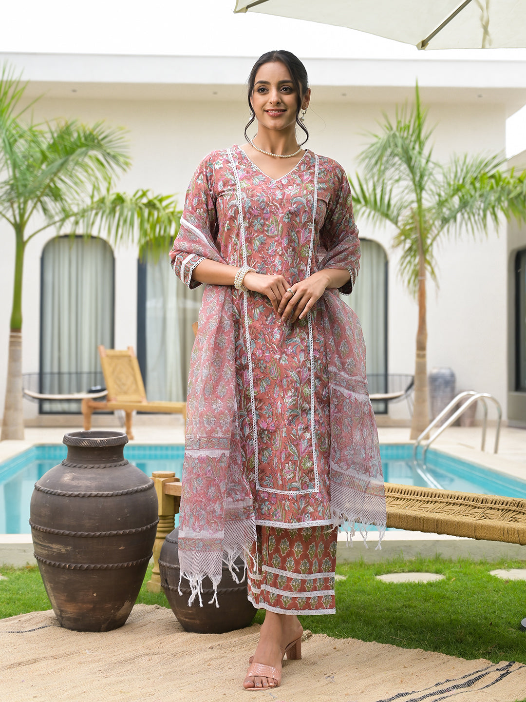 Maroon-Cotton-Floral-Print-Hand-Block-3-Piece-Kurta-Set