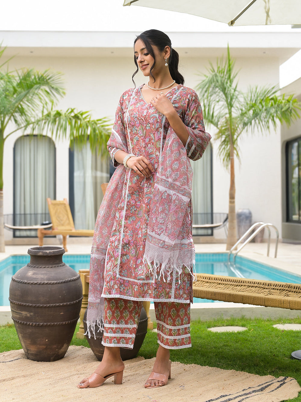 Maroon-Cotton-Floral-Print-Hand-Block-3-Piece-Kurta-Set