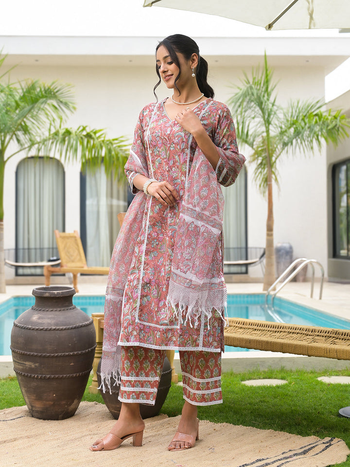 Maroon-Cotton-Floral-Print-Hand-Block-3-Piece-Kurta-Set
