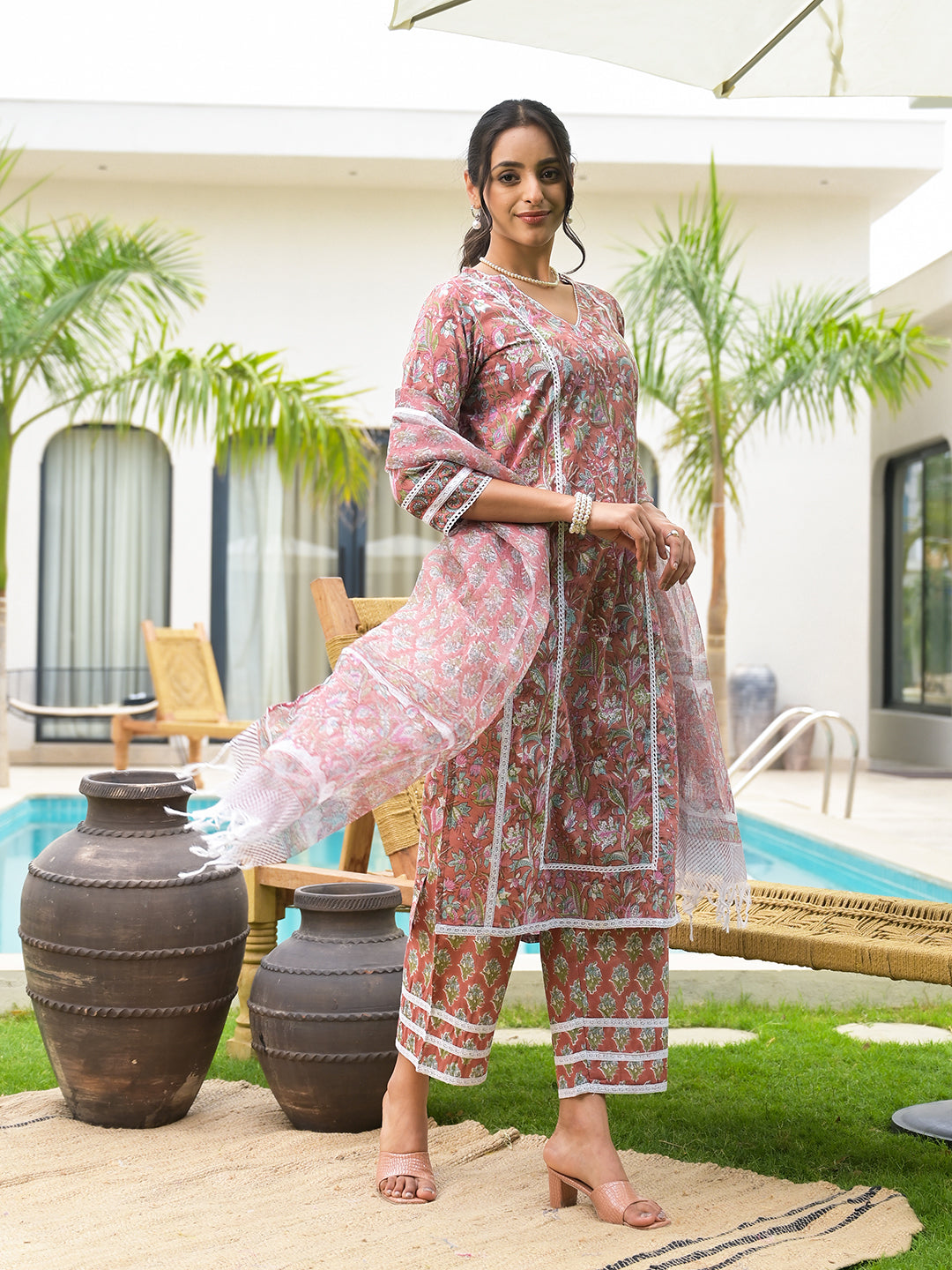 Maroon-Cotton-Floral-Print-Hand-Block-3-Piece-Kurta-Set