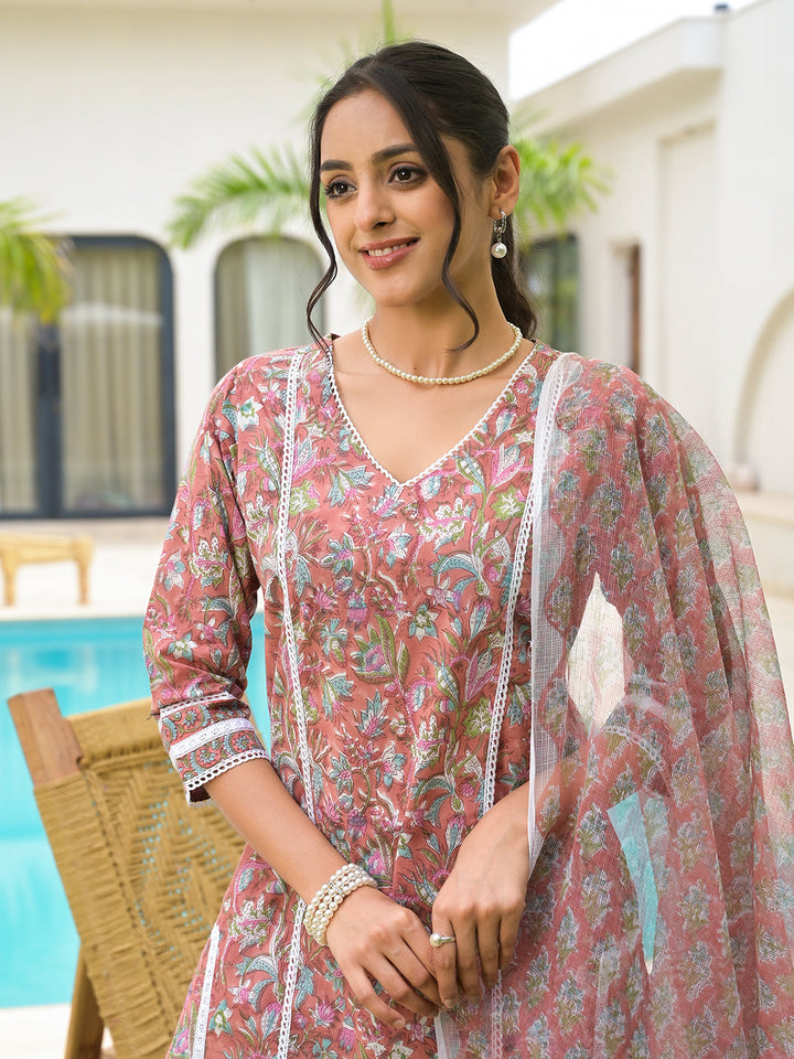 Maroon-Cotton-Floral-Print-Hand-Block-3-Piece-Kurta-Set