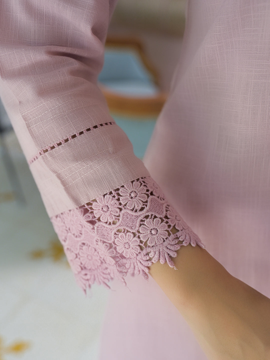 Light Pink Solid Cotton Straight 2-Piece Kurta Set