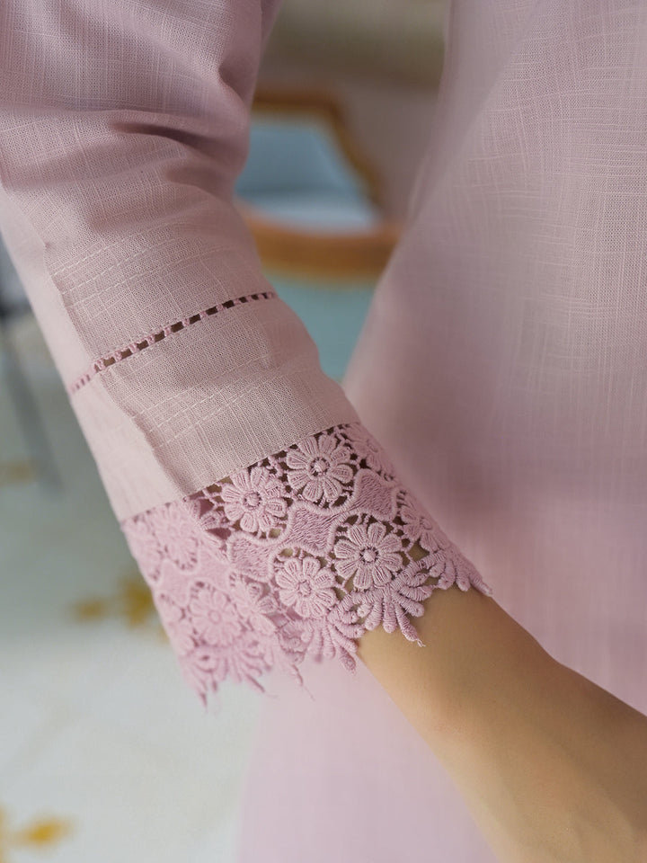 Light Pink Solid Cotton Straight 2-Piece Kurta Set